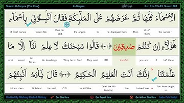 Surah 002-Al Baqarah - سورة البقرة - The Cow, Word by Word Highlighted Arabic+English Qari PauseMark