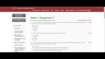 NPTEL | Fundamentals of Semiconductor Devices | Week 7 Assignment Solutions