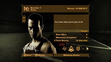 Need For Speed Most Wanted Xbox 360 milestones and races for Razor