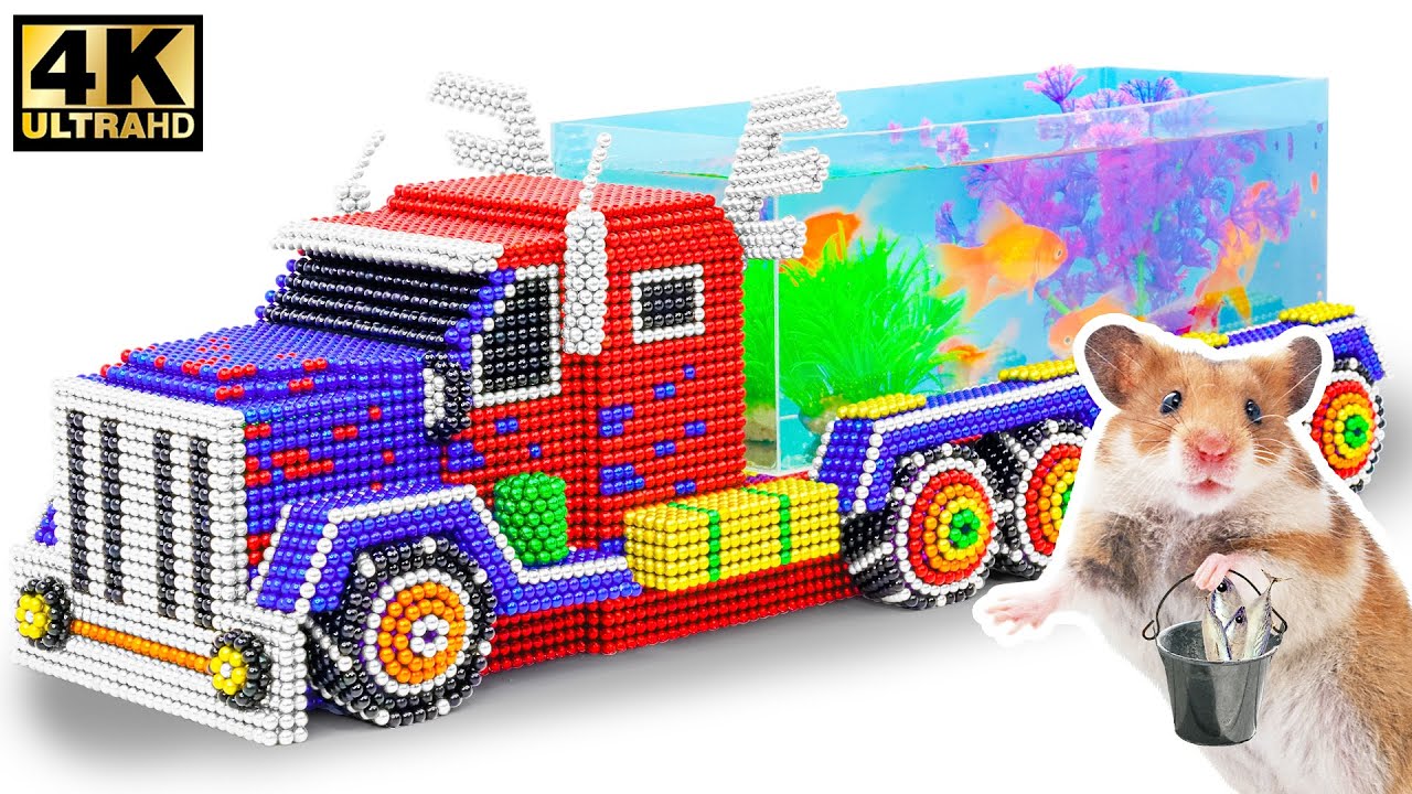 ASMR - Magnetic Balls Art: Optimus Prime Truck with Tiny Aquarium | Pure Satisfaction