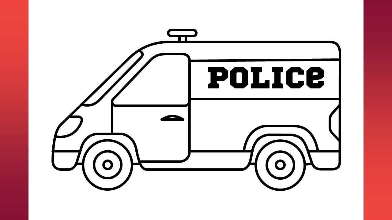 How to draw police car van line drawing : step by step drawing - YouTube