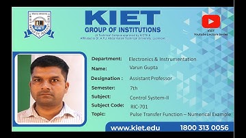 Pulse transfer function-Numerical Example | Control System-II