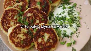 Bulviniai blynai su varške / Virtų bulvių blynai / Potato pancakes with curd