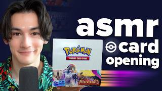 ASMR Pokemon Card Opening | Paldea Evolved Booster Box {crinkle sounds, card shuffling, whispering}