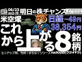 【投資情報(株チャンス)】これから上がる８銘柄を見て行くよ！米国の軍事行動で地政学リスク高まる中、上値余地ある銘柄は？●買い候補：6920レーザ、6146ディスコ、8035東京エレ、6526ソシオ、他