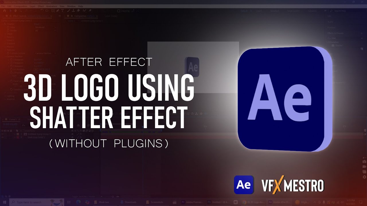 Rotating 3D Logo with Shatter Effect in After Effects 2025 (No Plugins)