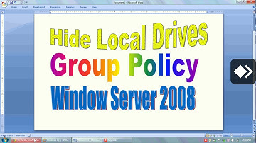 Hide drives group policy | How to Hide Local Drives using Group policy in Windows Server 2008