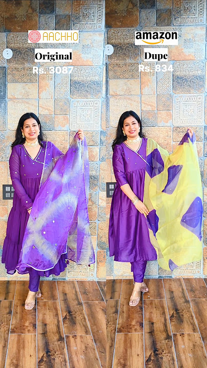 Original vs Dupe 💜 what's your pick? #shorts #kurtaset #aachho #amazon