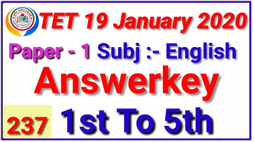 TET - 19 January 2020 Paper 1-  English- Answerkey - #mathsguide Gayatri Nemade