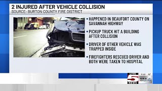 VIDEO: Multiple crews respond to vehicle collision involving structure in Beaufort County