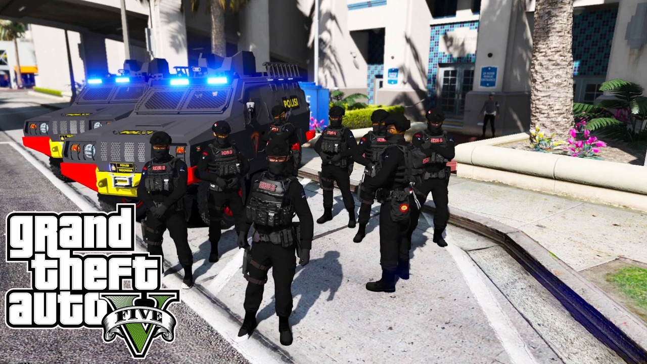 Patroli Pasukan Densus 88 Kawal Pemindahan Napi Berbahaya || GTA 5 Mod Polisi Indonesia