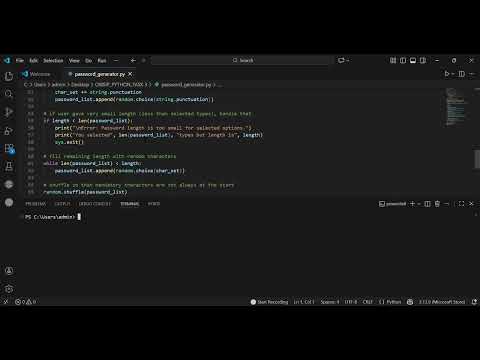 OIBSIP Python Task 3 - Random Password Generator | Oasis Infobyte Internship | Python project