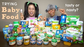 TRYING BABY FOOD  Liquid Chicken Rice, Noodles, Mac & Cheese, and more!