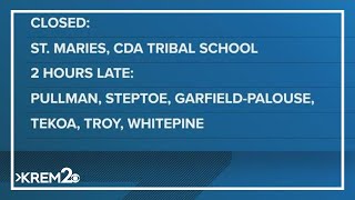 School closures and delays for the Inland Northwest on Wednesday, February 18