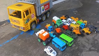 Tronton Truck Full of Toy Cars, Police Cars, Sand Trucks, Tank Trucks, Tayo Buses, Excavators