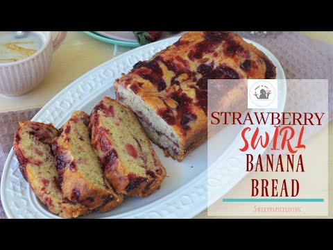 banana bread with strawberry compote