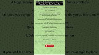 8 Money Rules I Learned The Hard Way(So You Don't Have To)   #wealth