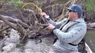 Exploring TINY Creeks for HUGE FISH!!! (Kayak Fishing)