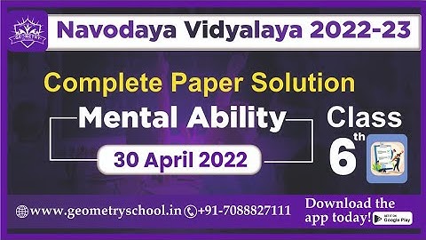 JNV CLASS 6 Answer Key 2022 | JNV Mental Ability Class 6 Solution 2022 | JNV Class 6 Reasoning Paper