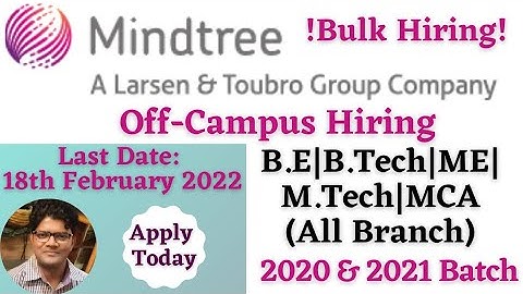 Mindtree Off-Campus Hiring 2022|B.Tech|M.Tech|MCA|All Branches of Engineering|Software Engineer