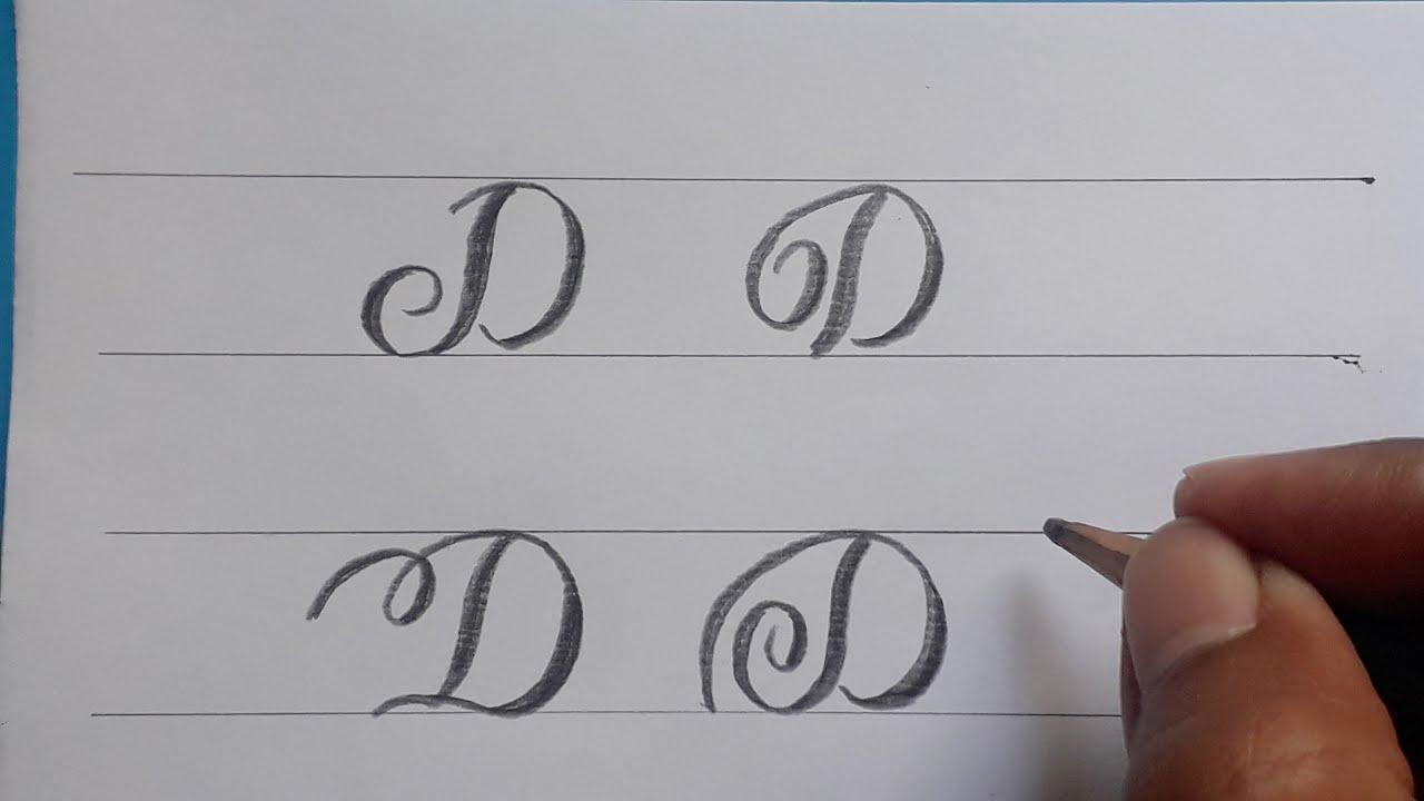 Calligraphy Handwriting Letter D In Cursive Design / How To Write Stylish  Alphabet For Beginners