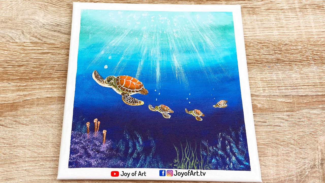 Paint Your Own 8X10 Under the Sea Turtle Canvas Adult and Kid