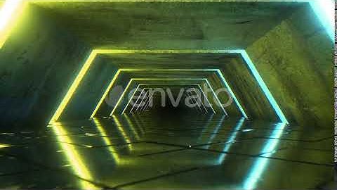 Flying in a Modern Futuristic Empty Sci-fi Night Corridor | Motion Graphics - Videohive template