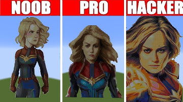 Pixel Art NOOB vs PRO vs HACKER Captain Marvel in Minecraft