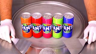 : Colorful Fanta Experiment: turning 5x Fanta into Ice Cream Rolls | oddly satisfying ASMR Video