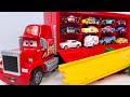 12 Type Disney Cars ☆ Cars miniature car runs down the slope and rides on a Big Mac trailer
