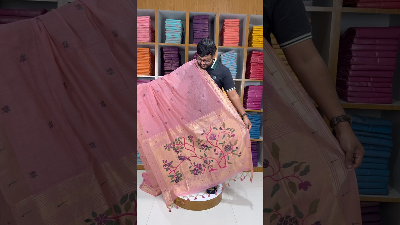 Soft Muga Cotton Paithani Saree