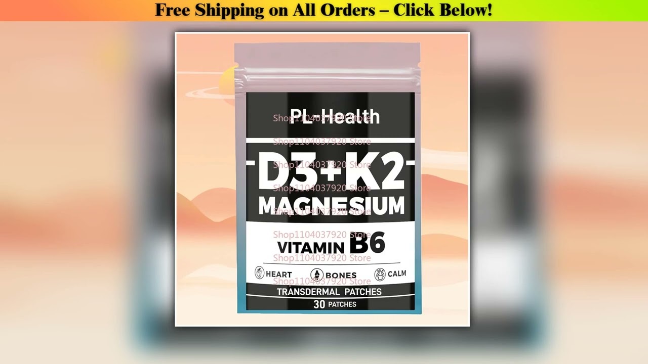 30 Patches Vitamin D3 K2 Transdermal Patches with Magnesium Glycinate & Vitamin B6 for Immunity
