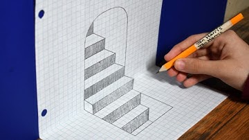 How to Draw 3D Steps on Graph Paper / Easy Trick Art For Beginners