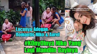 Lucu Abis!! Aurel Minta Cium Sama Niko Yang Lagi Mandiin Bayi Tapi Malah Disiram Air Mukanya Aurel