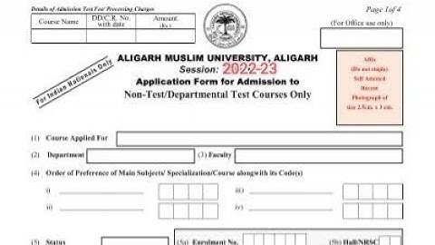 AMU Admission form 2022-23  Online amu application form all Class 2022-23