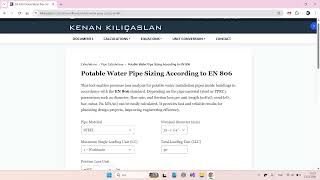 Potable Water Pipe Sizing According to EN 806
