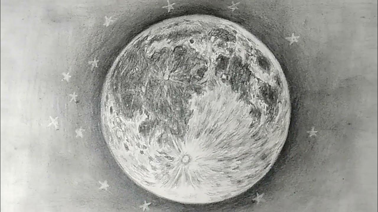 How to draw moon;Realistic moon with pencil sketch , - YouTube
