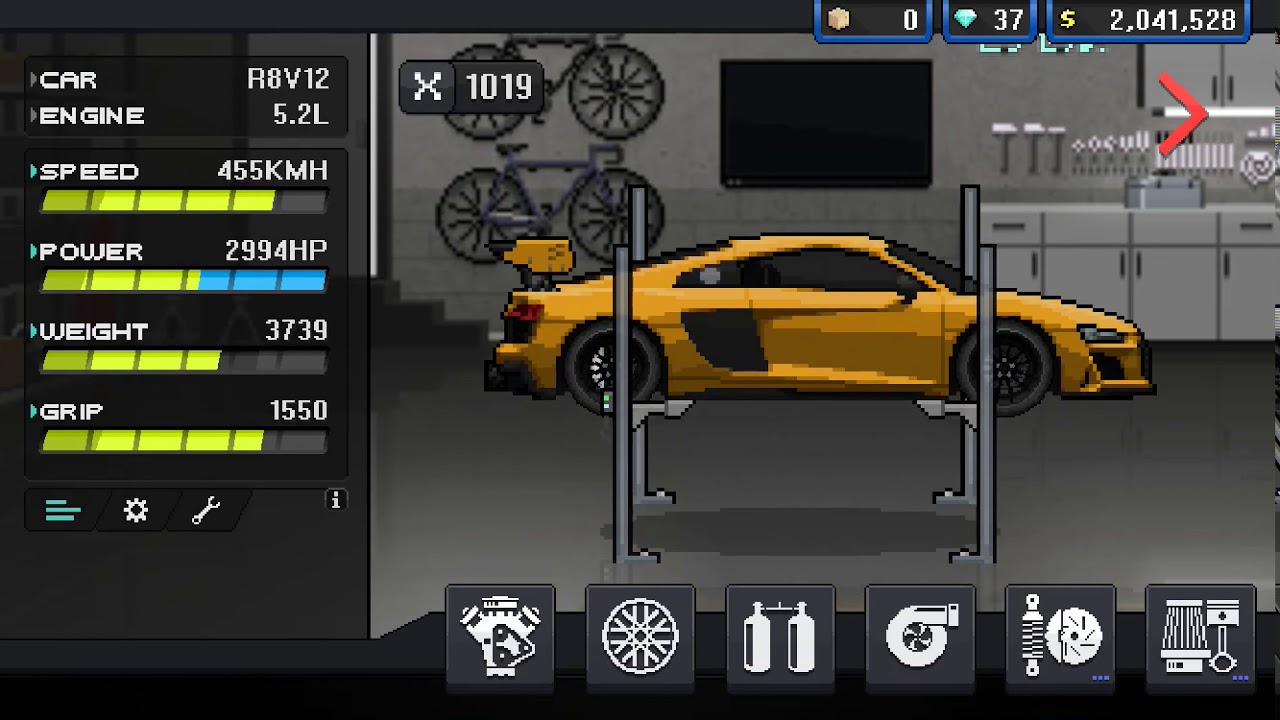 Pixel Car Racer - Audi R8 V10 Plus Gameplay.