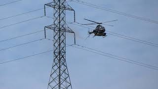 PG&amp;E Helicopter Washing Power Line Insulators