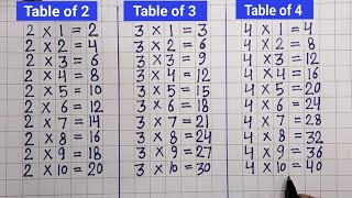 Learn Table of 2 , 3 , 4 | Multiplication Table of 2 and 3 | Table of 2 | Table of 3 | Table of 4