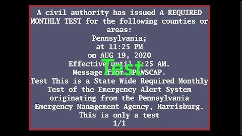 EAS Reenactment Mock: Pennsylvania Required Monthly Test - 08/19/2020