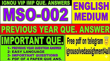 MSO 002 Previous Year Question Paper in English ll mso 002 important questionswith answer
