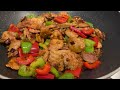 Easy stir fried pork and peppers  happy tummy