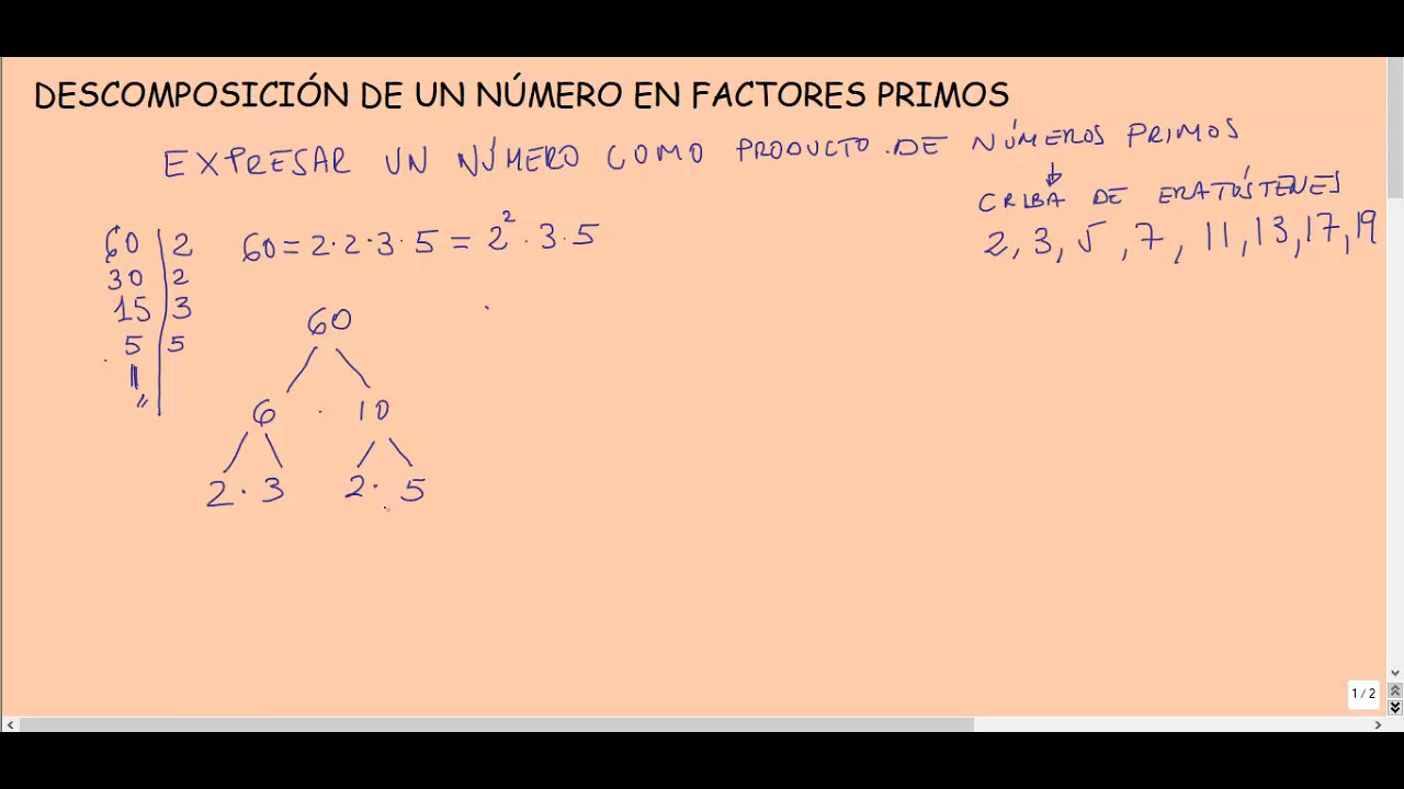 DESCOMPOSICIÓN DE UN NÚMERO COMO PRODUCTO DE FACTORES PRIMOS - YouTube