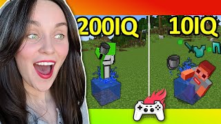 Reacting to 200 IQ vs 10 IQ Plays in Minecraft