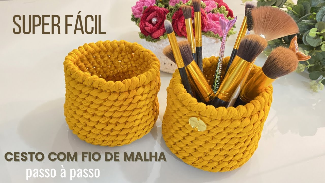 CESTO COM FIO DE MALHA | CACHEPÔ FÁCIL E ECONÔMICO