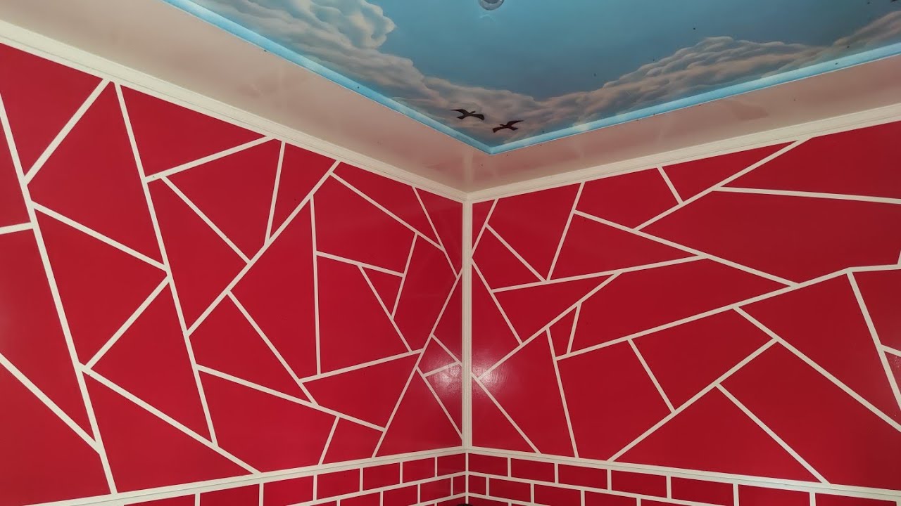 Покраска стены геометрическими фигурами - 83 фото