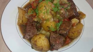 #Печень в Казане с Овощами. #Liver in Cauldron with Vegetables.