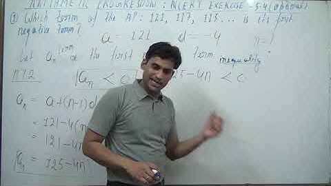 Which term of the AP : 121, 117, 113, . . ., is its first negative term? [Hint : Find n for an less