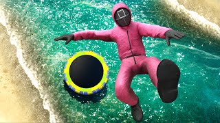 GTA 5 SQUID GAME Guard • Water Trampoline Jumps and Fails 2